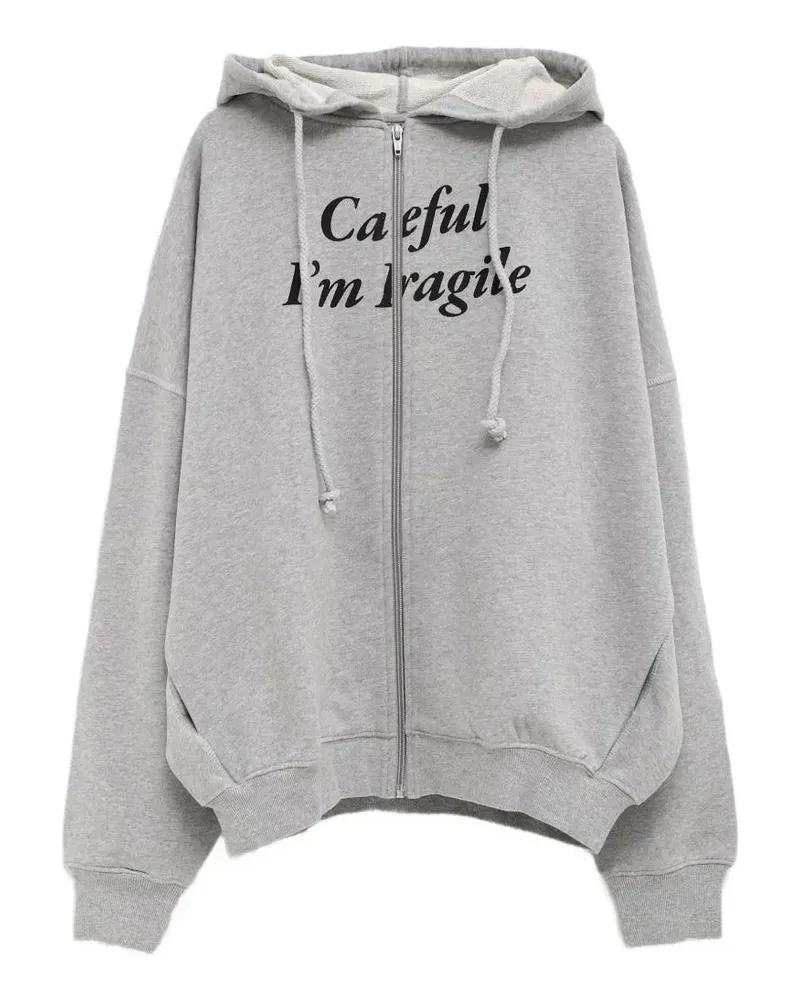 GIMAGUAS slogan-print zip-up hoodie - Grau Grau