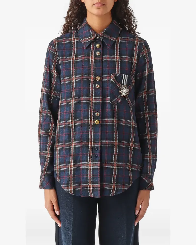 NENETTE Flame embellished check-pattern shirt - Blau Blau