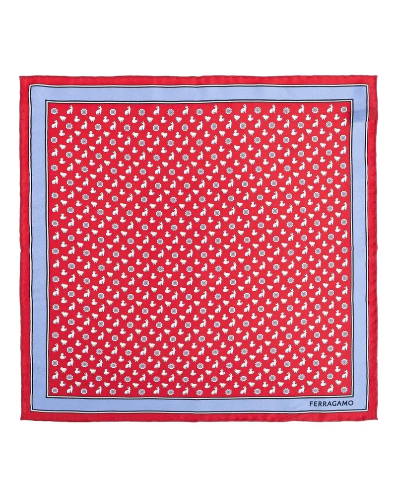 Ferragamo animal-print floral-print pocket square - Rot Rot