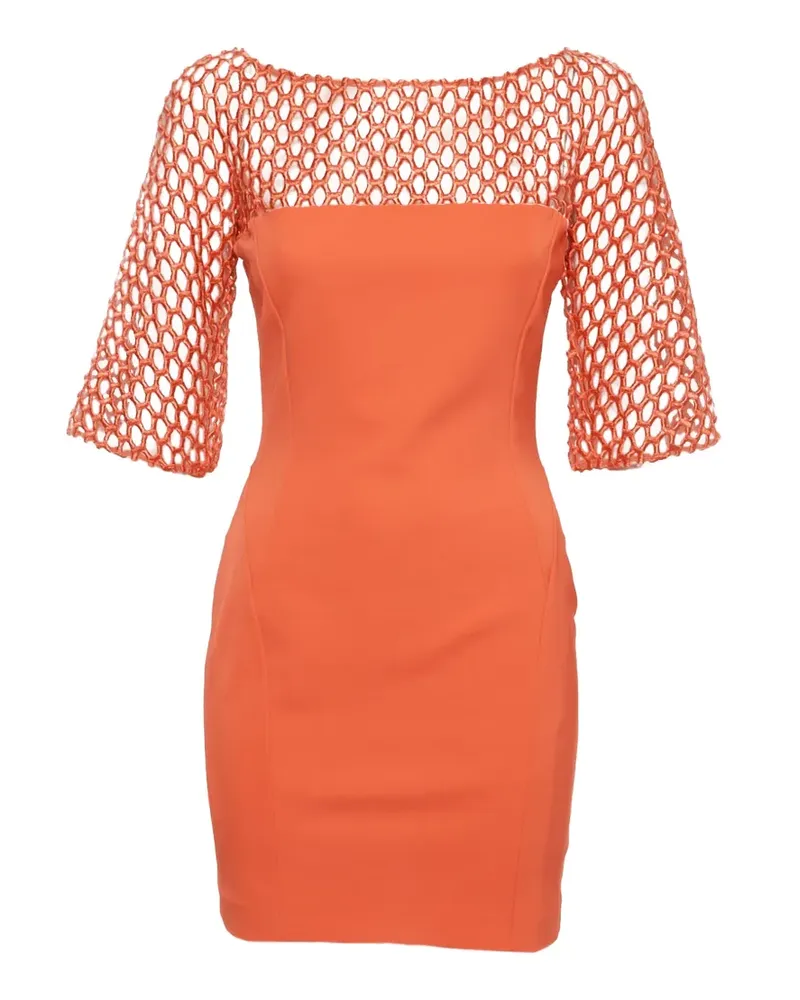 Zuhair Murad mesh-panel mini dress - Orange Orange