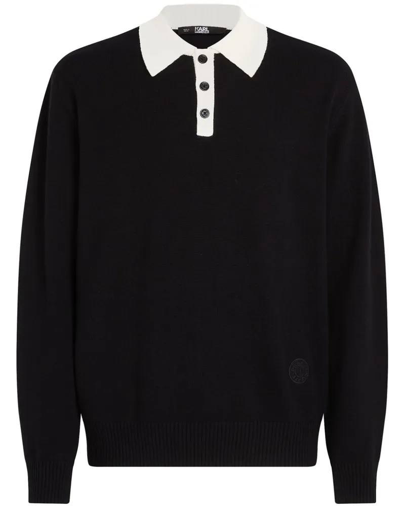 Karl Lagerfeld Gestricktes Poloshirt - Schwarz Schwarz