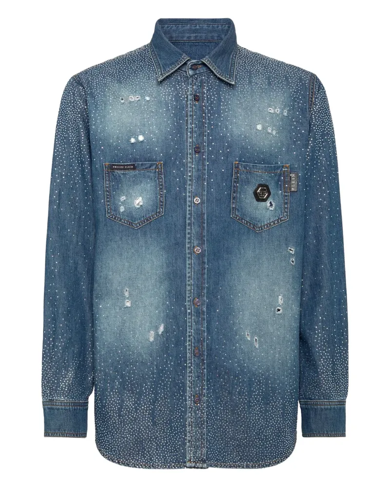Philipp Plein Hemd mit Strass - Blau Blau