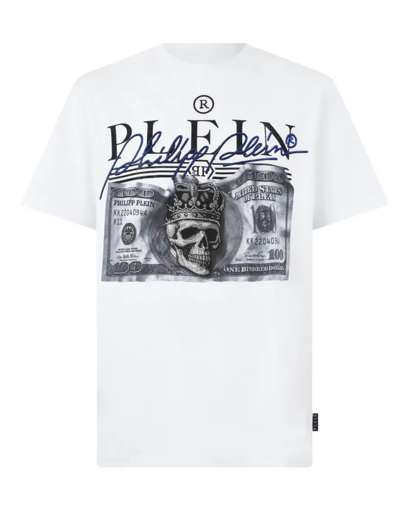 Philipp Plein Rundhals-T-Shirt mit Dollar-Detail - Weiß Weiß