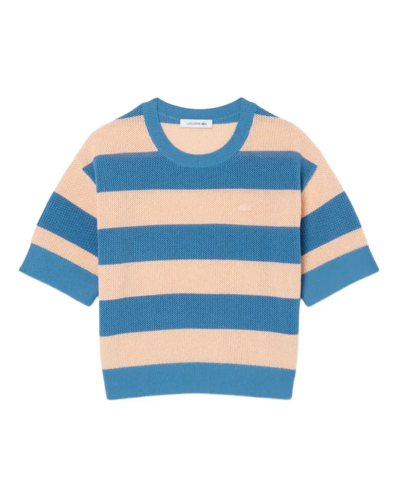 Lacoste Gestreiftes T-Shirt mit rundem Ausschnitt - Blau Blau