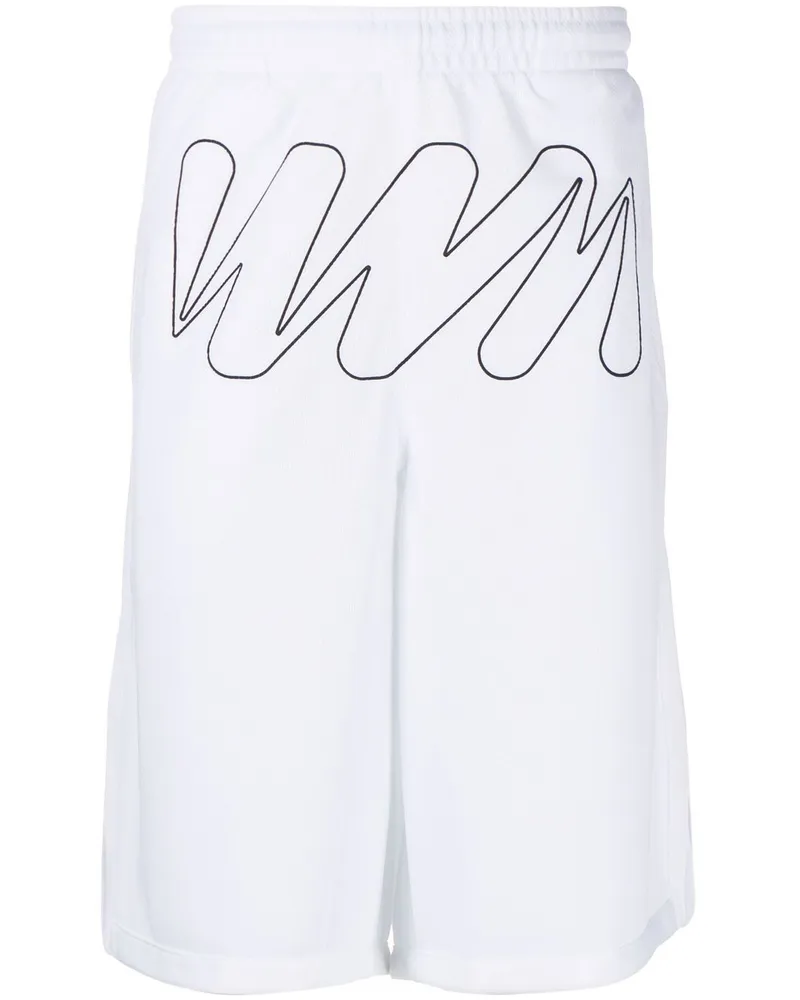 OFF-WHITE Wave Out Diagonal Shorts aus Mesh - Weiß Weiß