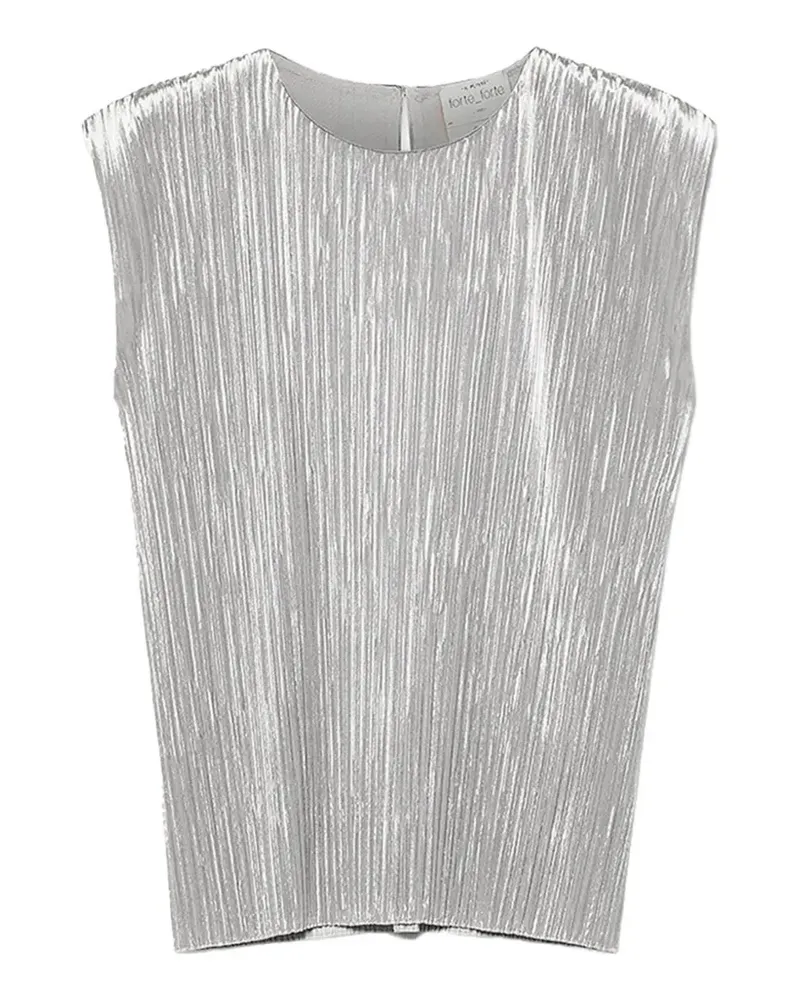 forte_forte Plissé pleated velvet top - Silber Silber