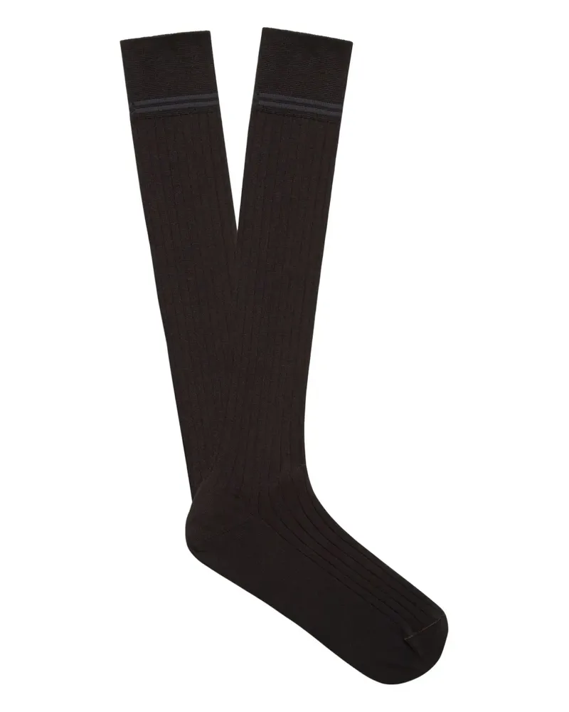 Ermenegildo Zegna Gerippte Socken - Schwarz Schwarz