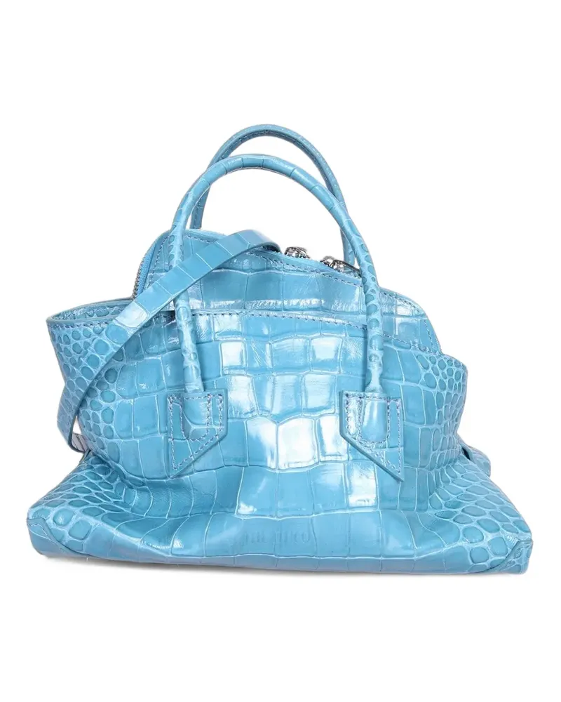 ATTICO Schultertasche mit Kroko-Effekt - Blau Blau