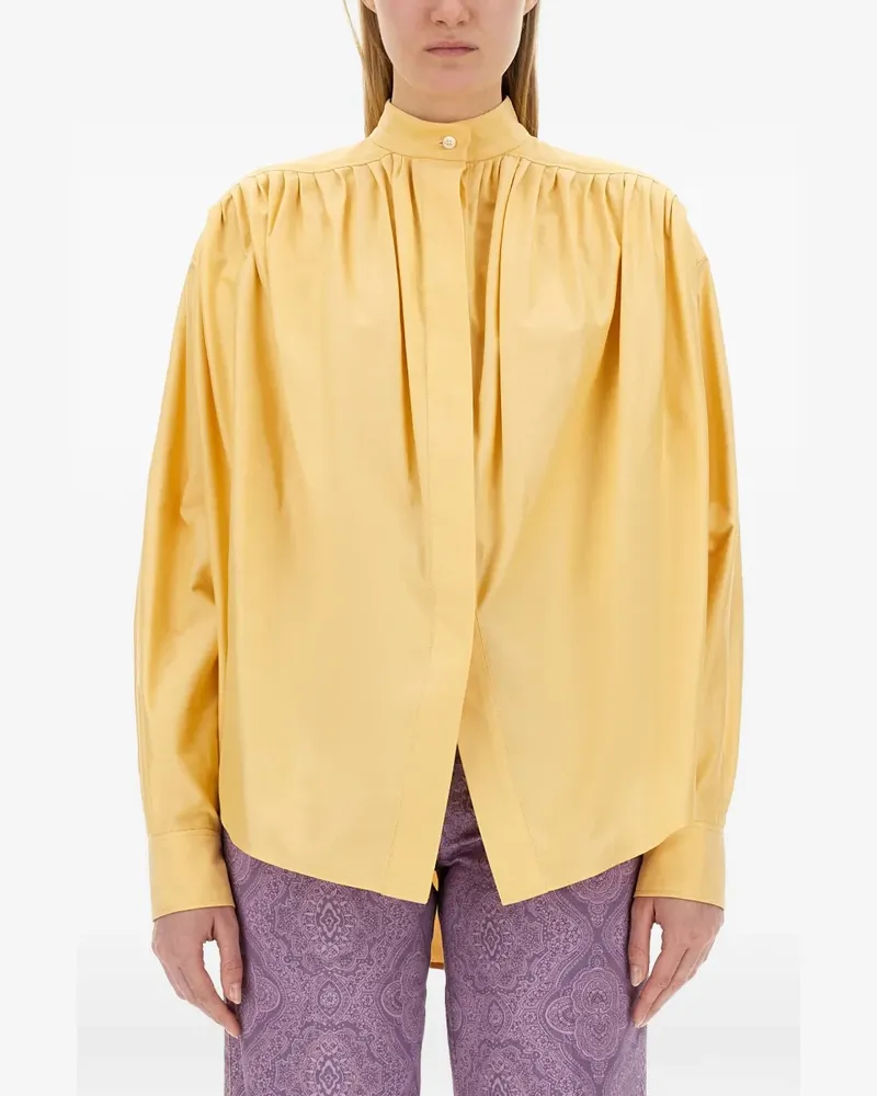 Etro gathered-detail poplin shirt - Gelb Gelb