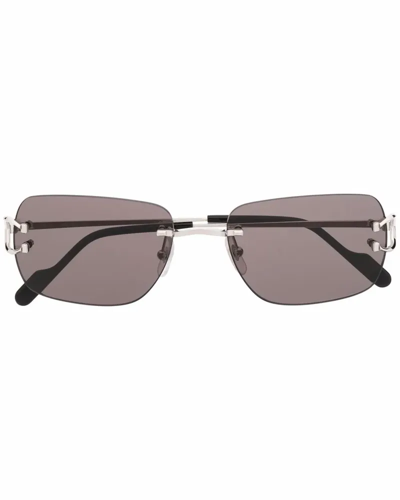 Cartier Sonnenbrille mit eckigem Gestell - Silber Silber