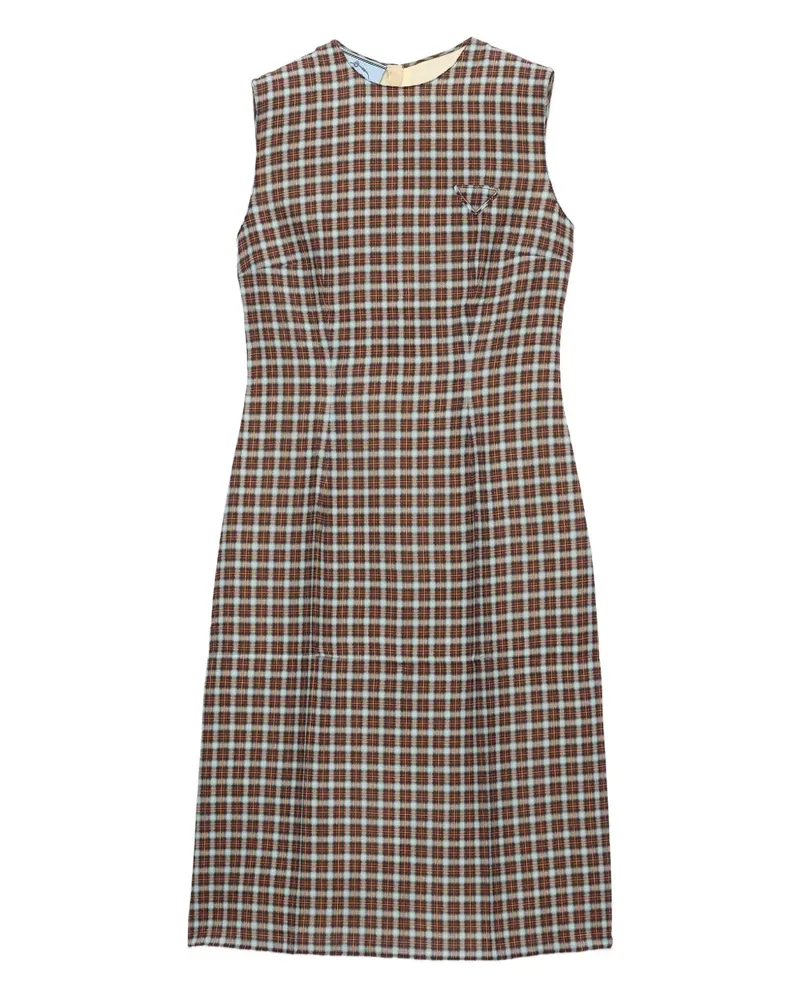 Prada Midikleid mit Karomuster - Braun Braun