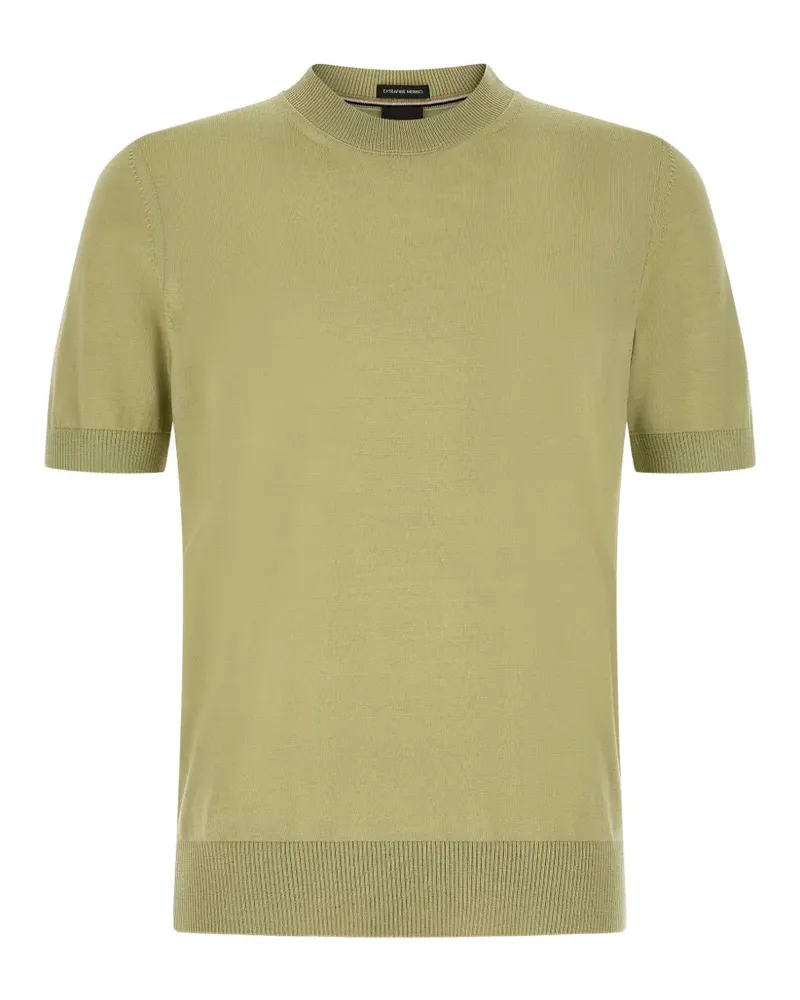 HUGO BOSS Umauro virgin-wool ribbed-trim T-shirt - Grün Grün