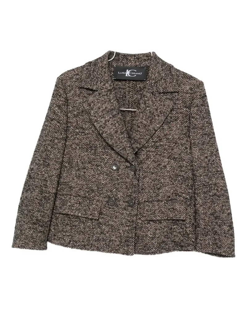 Luisa Cerano double-breasted herringbone-tweed jacket - Braun Braun