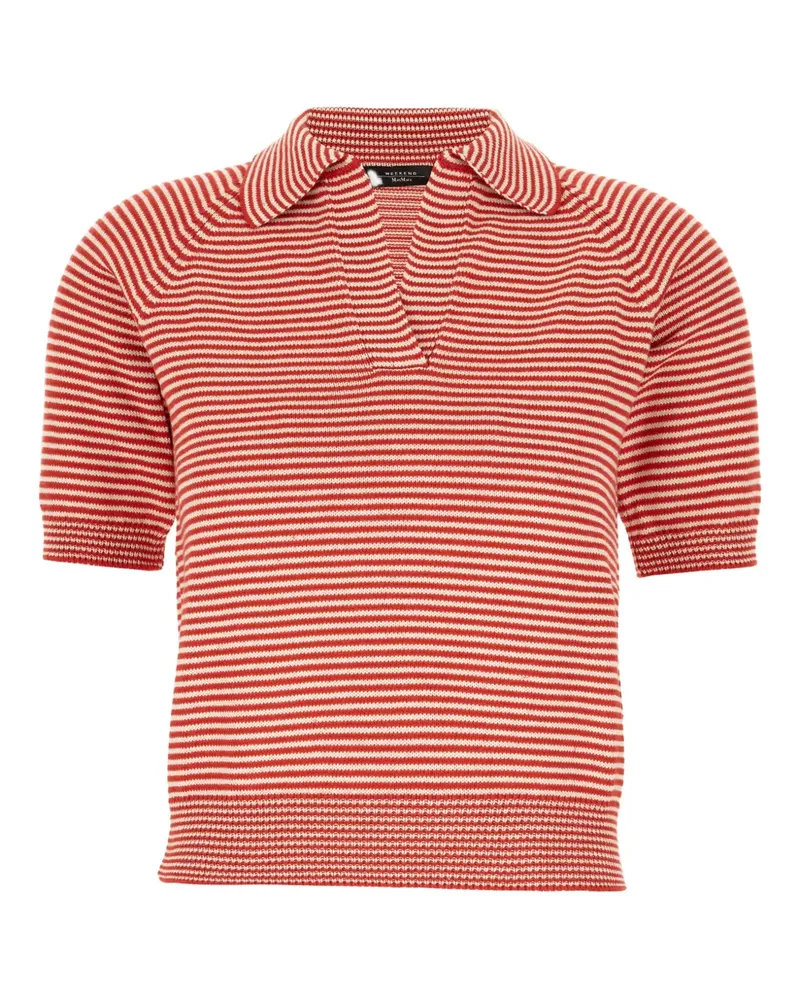 Max Mara Gestreiftes T-Shirt mit Polokragen - Rot Rot