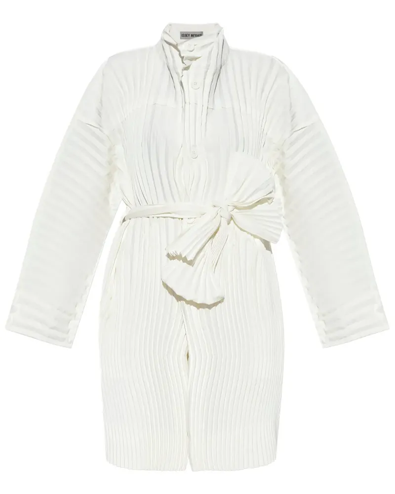 Issey Miyake Wavering Pleats Mantel - Weiß Weiß