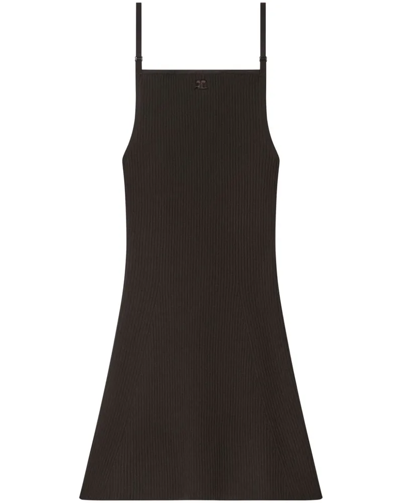 Courrèges Geripptes Minikleid - Braun Braun