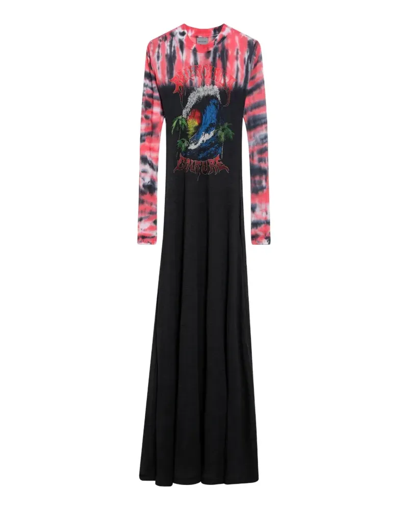 Balenciaga tie-dye graphic-print maxi dress - Schwarz Schwarz