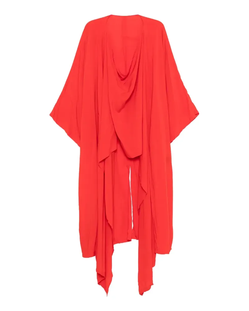 Yohji Yamamoto Drapierter Mantel mit Dolmanärmeln - Rot Rot