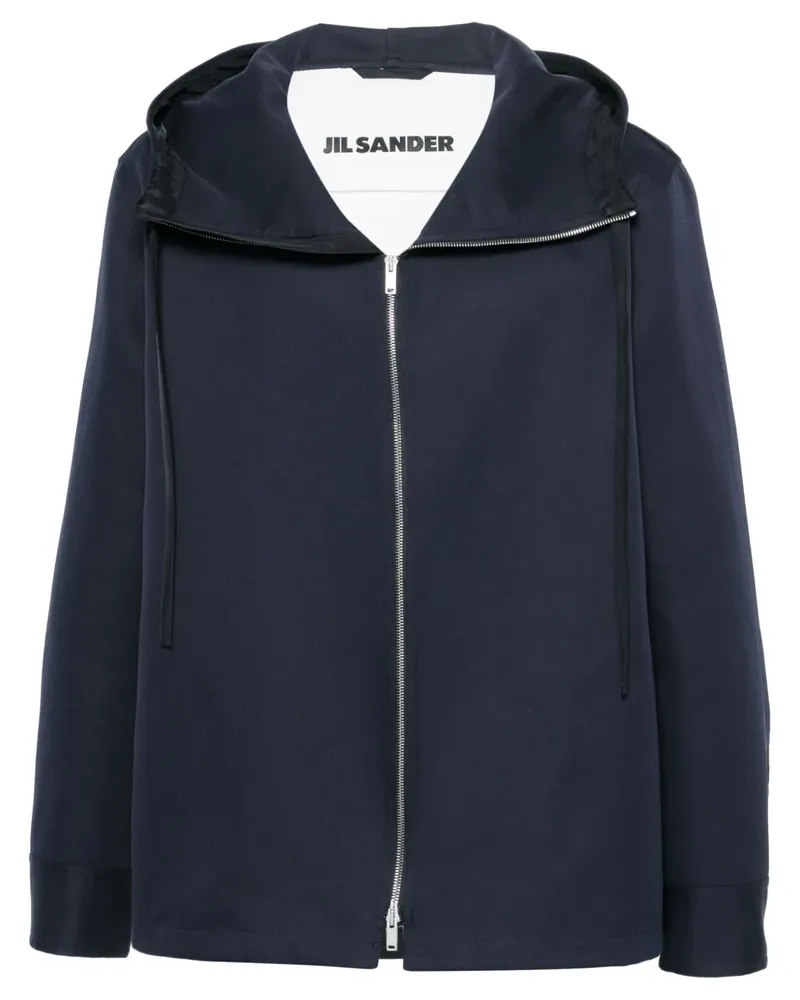 Jil Sander Kapuzenjacke aus Baumwolle und Seide - Blau Blau