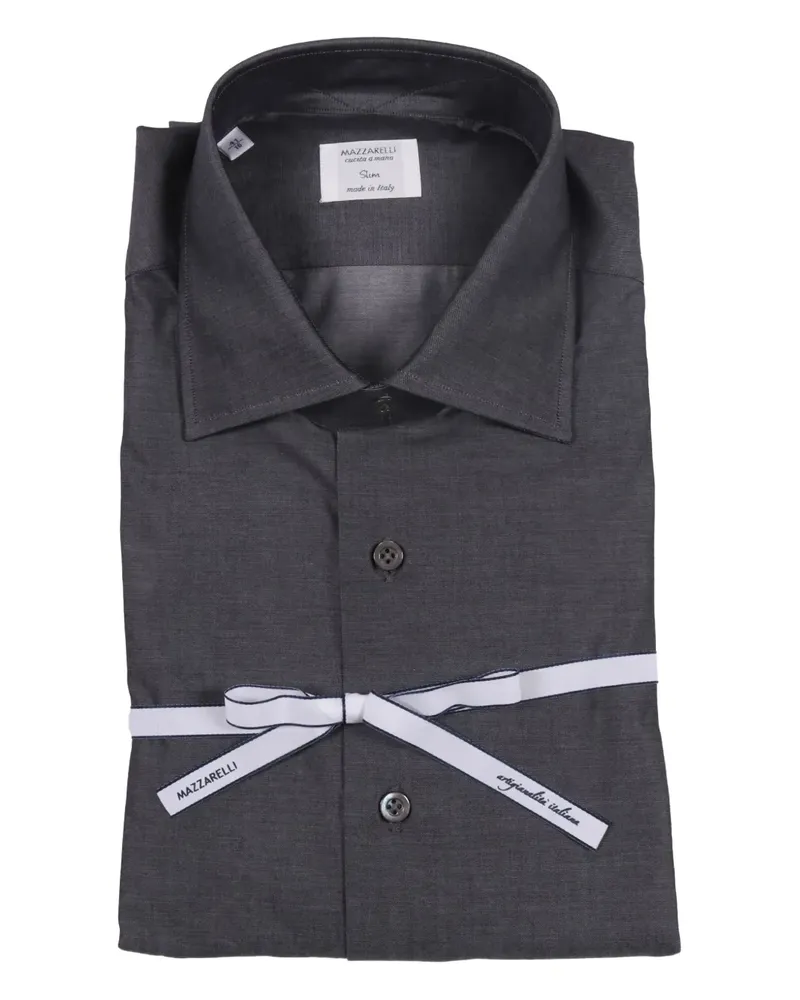 MAZZARELLI Hemd aus Baumwoll-Twill - Schwarz Schwarz