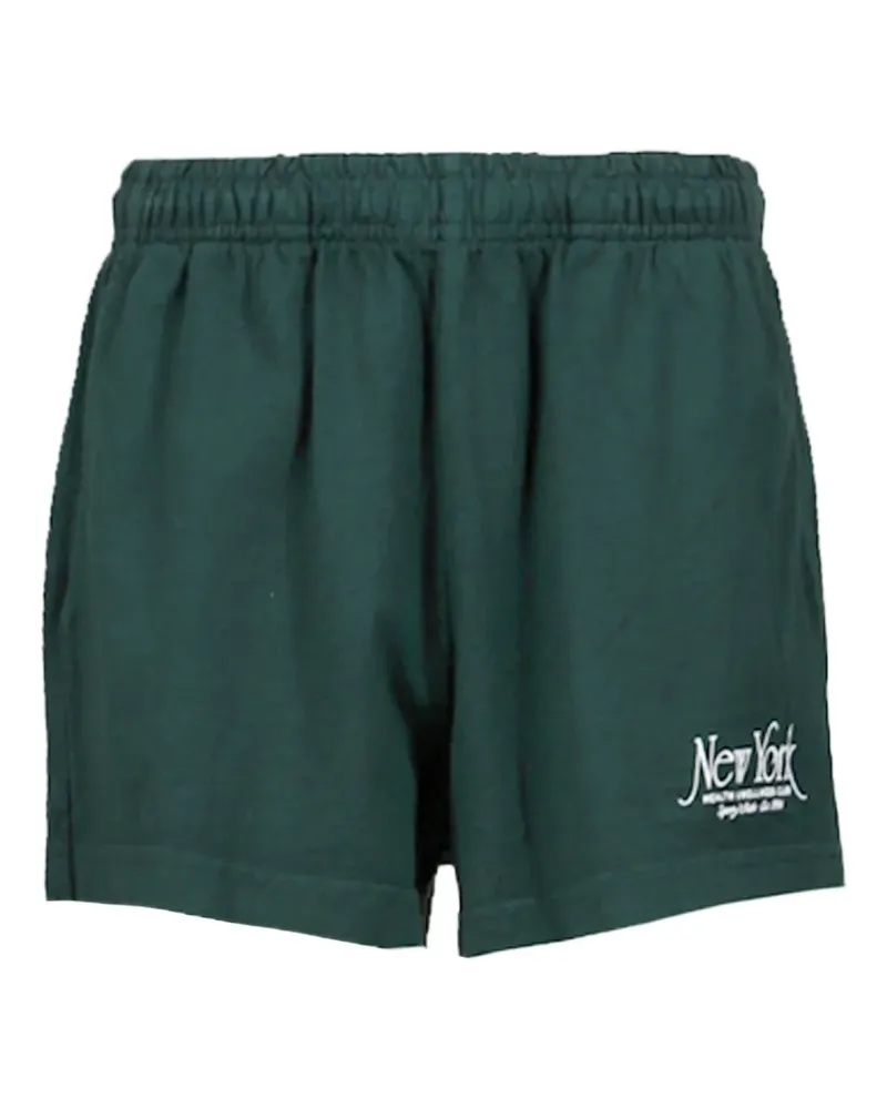 SPORTY & RICH Shorts mit Logo-Stickerei - Grün Grün