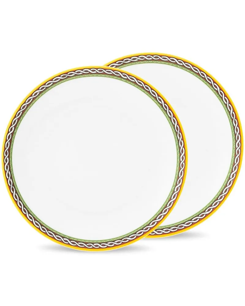 Dolce & Gabbana Dessertteller mit Carreto Siciliano-Rand (2er-Set) - Weiß Weiß
