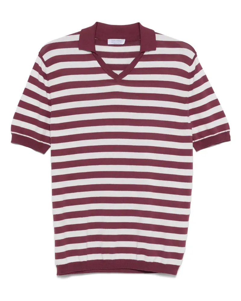Gran Sasso Gestreiftes T-Shirt mit Polokragen - Rot Rot