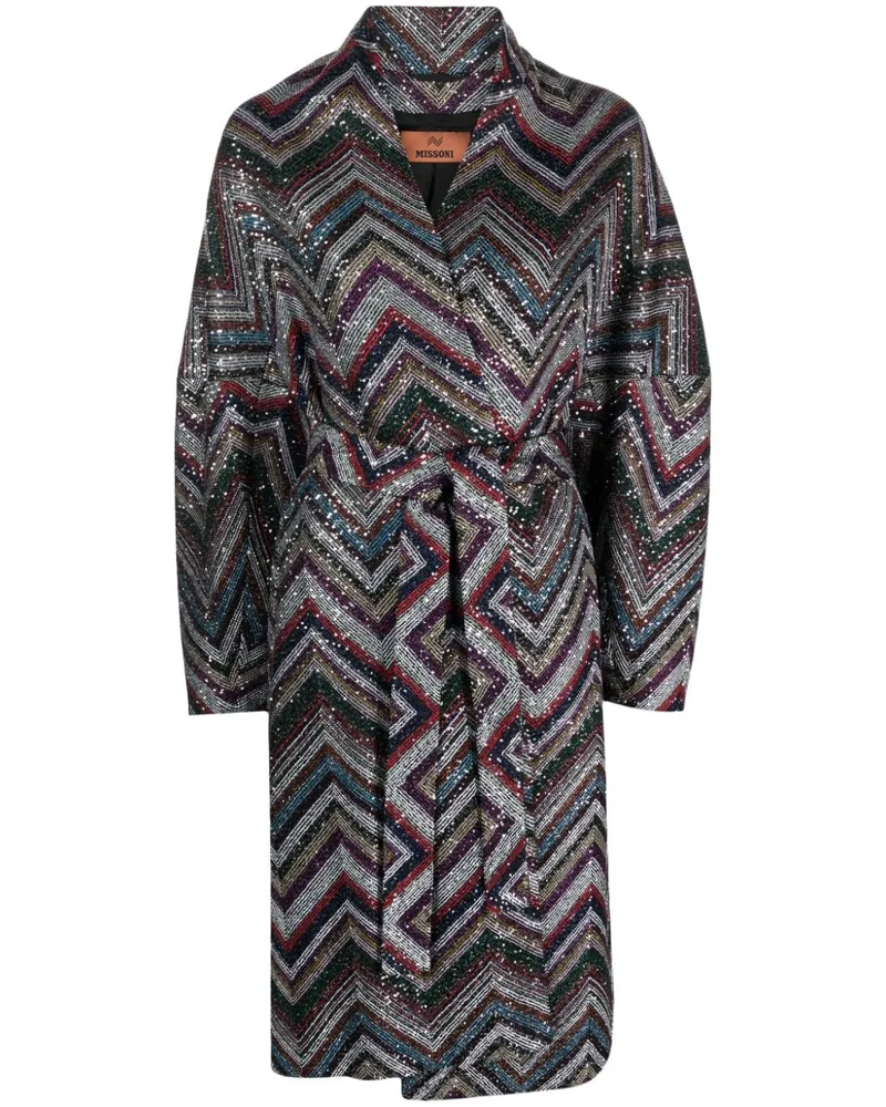 Missoni Zigzag Mantel mit Pailletten - Grün Grün