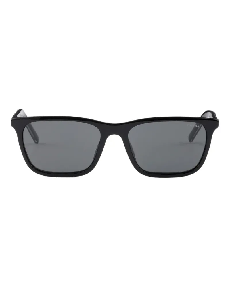 Prada Sonnenbrille mit ikonischem Metall-Schild - Schwarz Schwarz