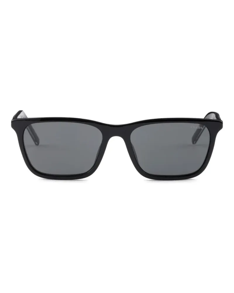 Prada Sonnenbrille mit ikonischem Metall-Schild - Schwarz Schwarz