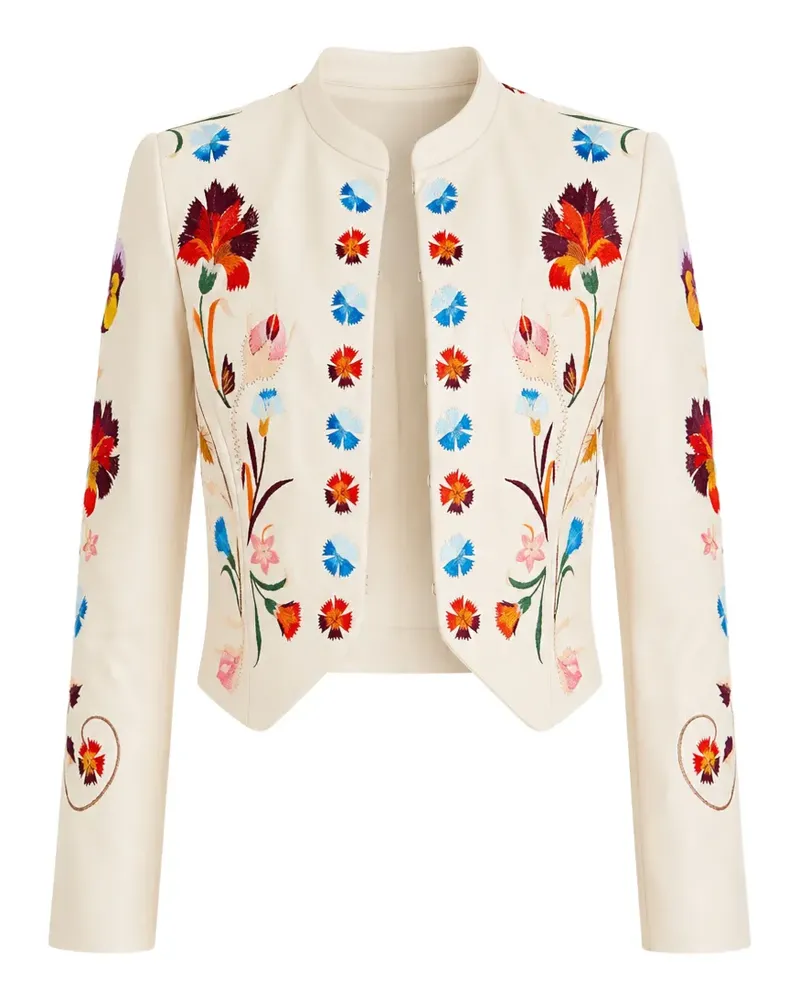 Temperley London Toledo floral-embroidered leather jacket - Nude Nude