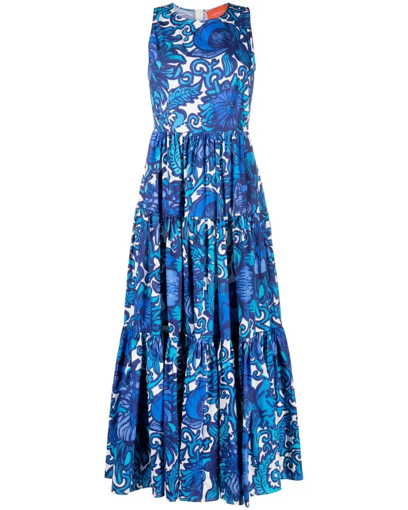La DoubleJ Maxikleid mit Blumen-Print - Blau Blau