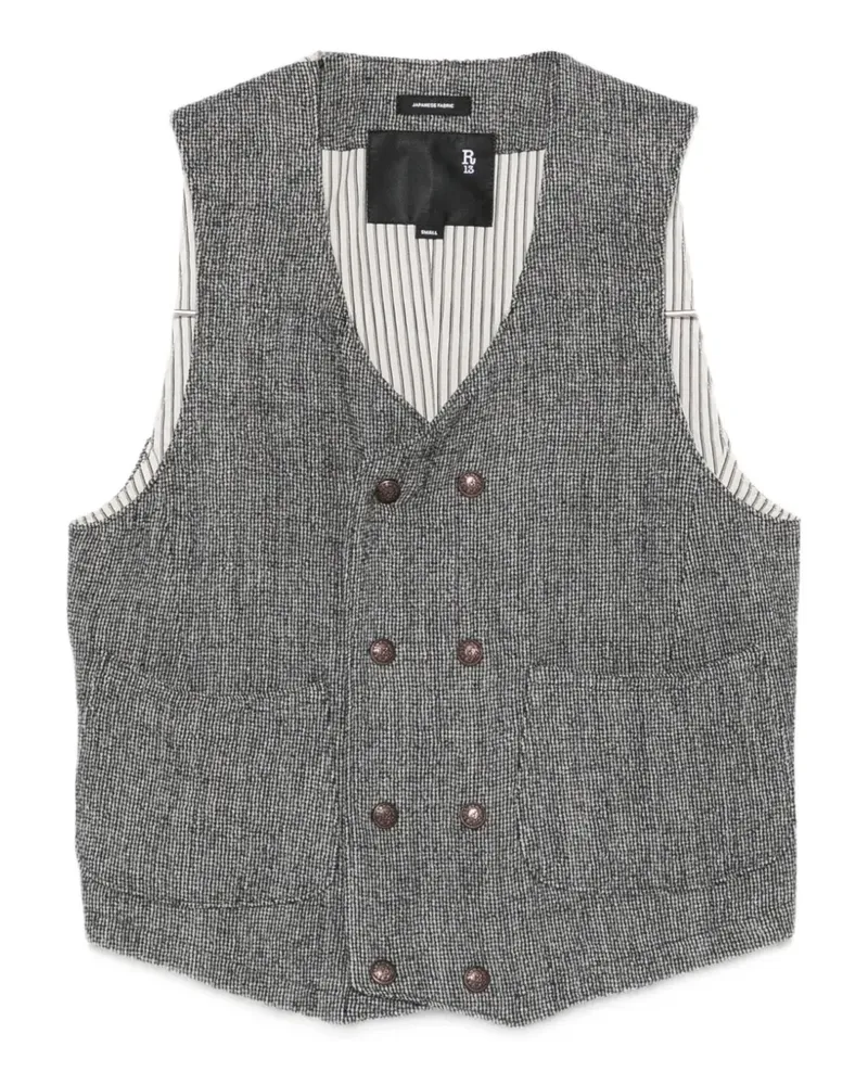 R13 check double-breasted waistcoat - Grau Grau