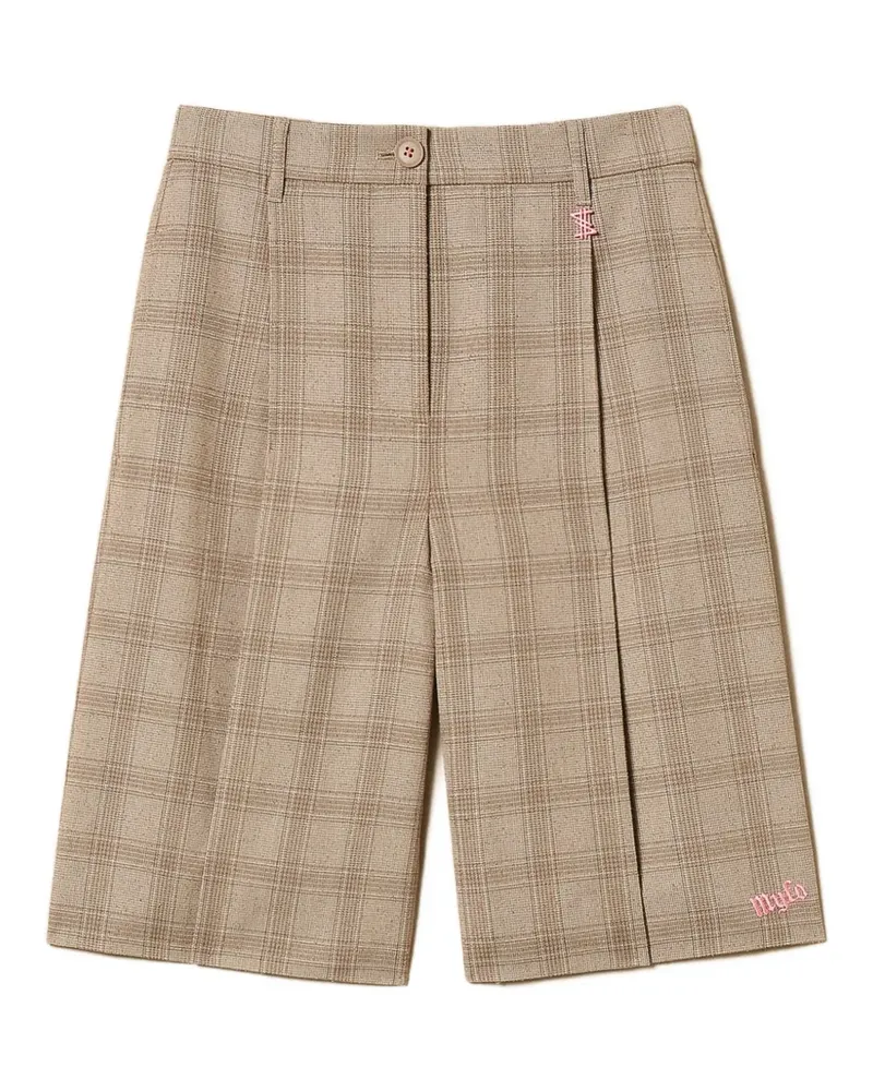 Twin-Set x Myfo checked tailored shorts - Nude Nude