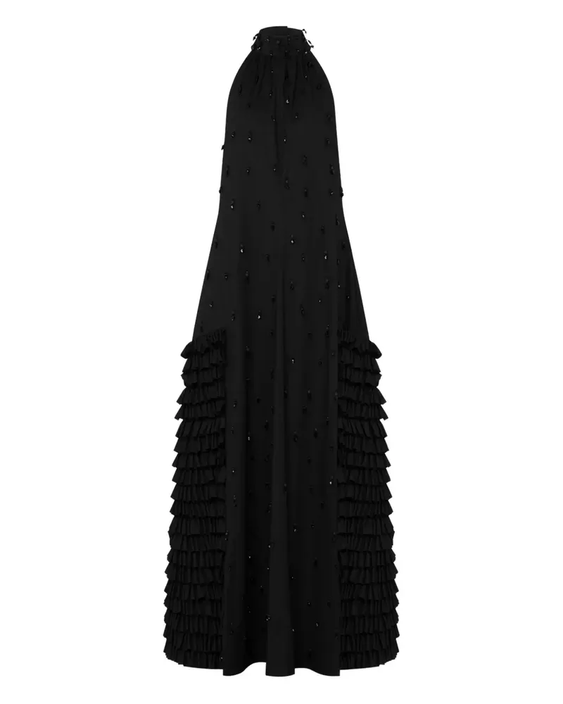 Moschino Neckholder-Maxikleid mit Rüschen - Schwarz Schwarz
