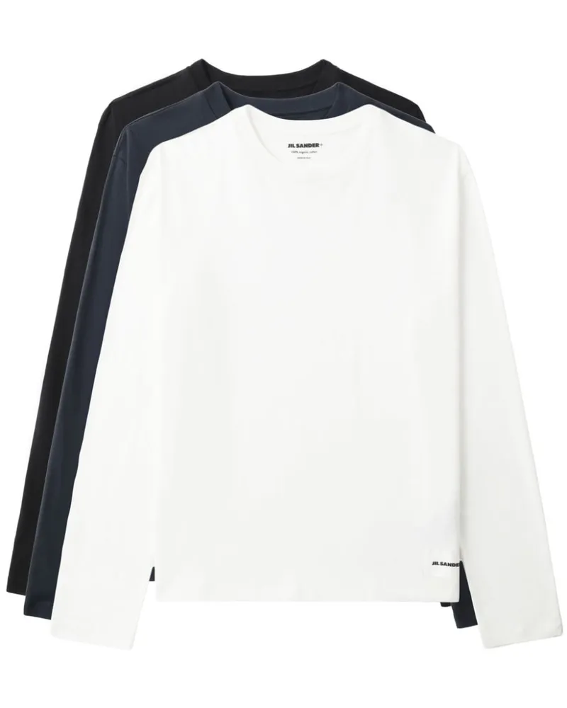 Jil Sander Set aus drei T-Shirts mit Logo-Patch - Blau Blau
