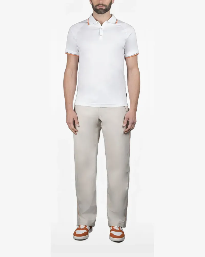 MOORER Poloshirt mit Kontrastbesatz - Weiß Weiß