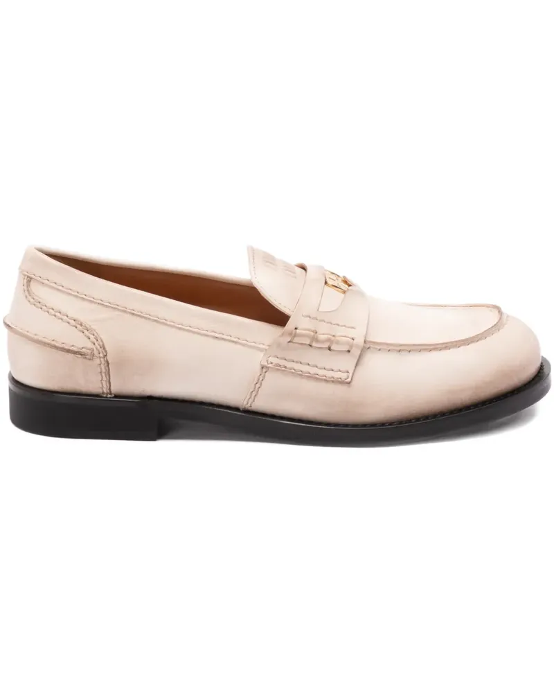 Miu Miu logo-detail loafers - Nude Nude