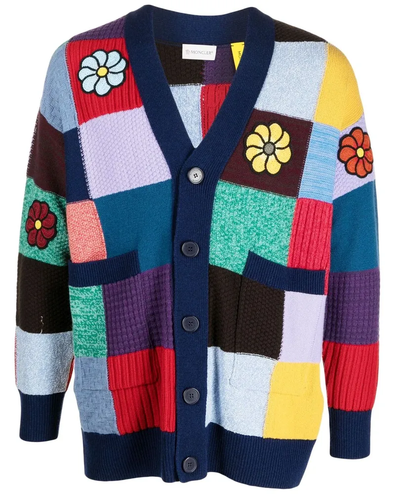 Moncler Cardigan im Patchwork-Design - Blau Blau