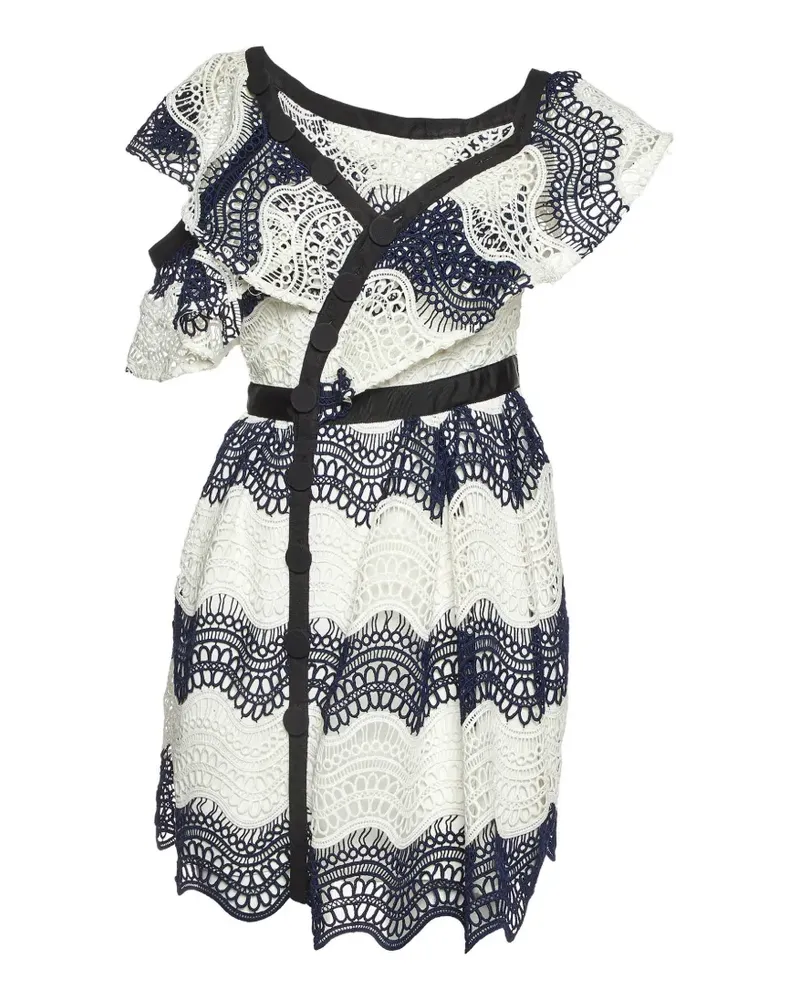 Self-Portrait lace-detail mini dress - Blau Blau