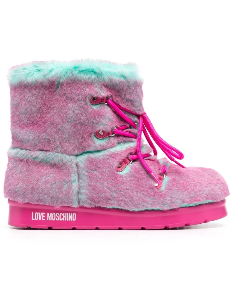 Moschino Zweifarbiger Mantel aus Faux Fur - Rosa Rosa