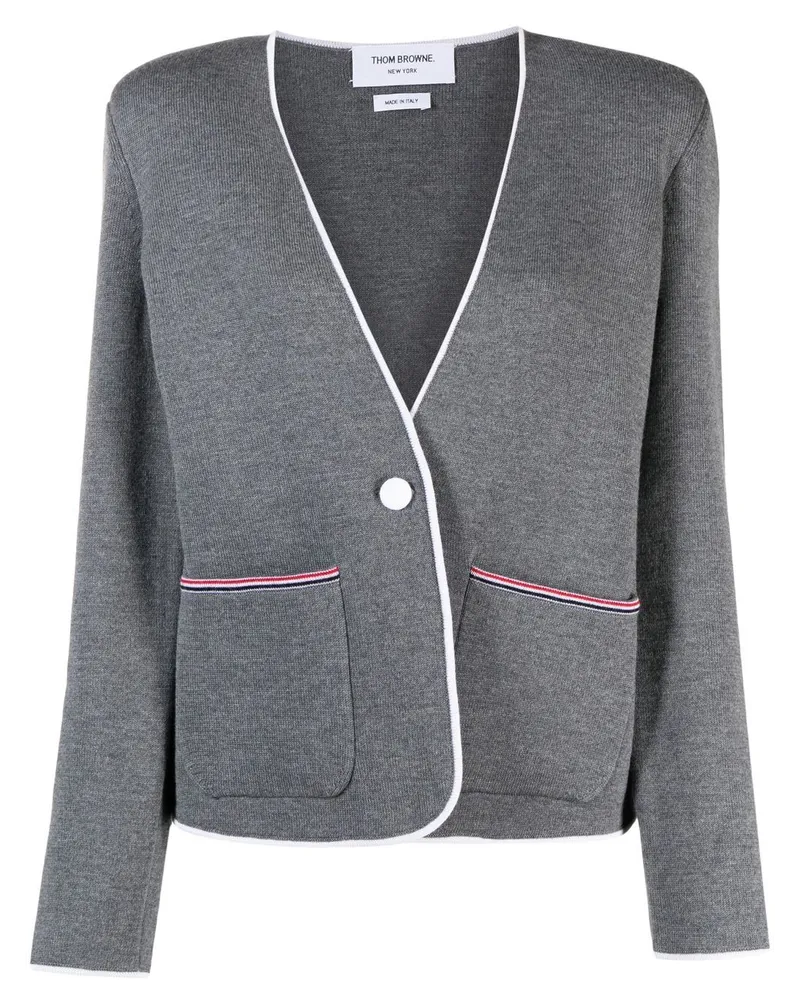 Thom Browne Kragenlose Jacke - Grau Grau
