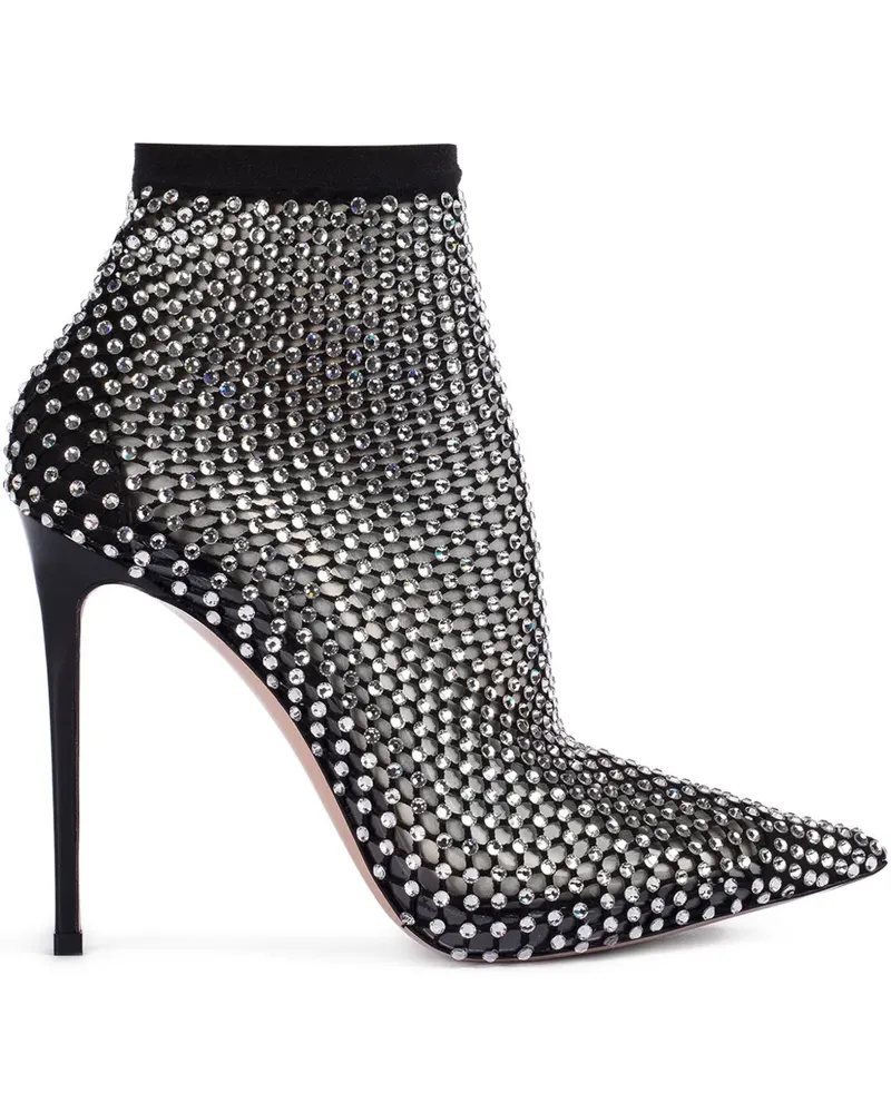 Le Silla Gilda Stiefel mit Kristallen 85mm - Schwarz Schwarz