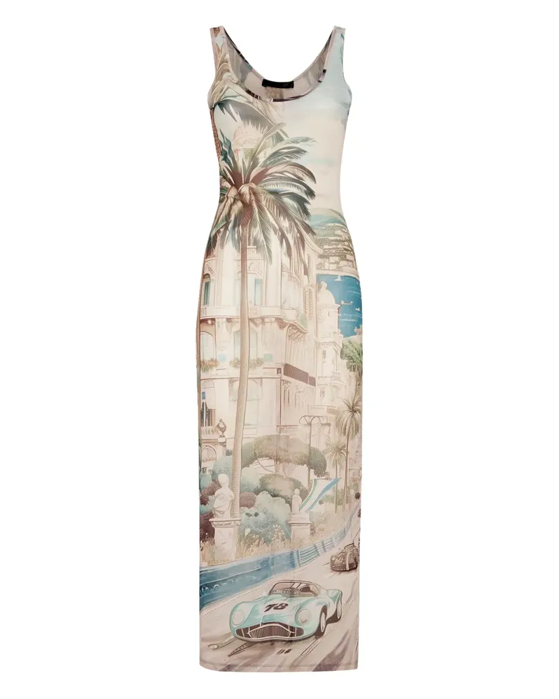 Philipp Plein Midikleid mit abstraktem Print - Nude Nude