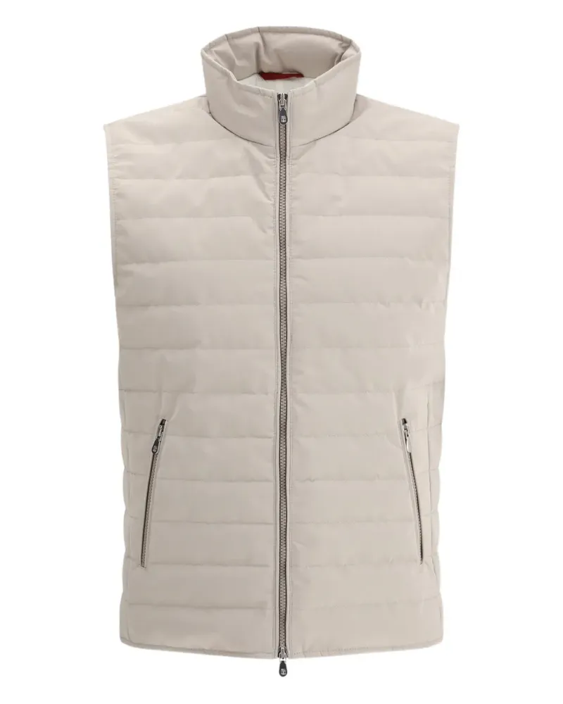 Brunello Cucinelli zip quilted down gilet - Nude Nude