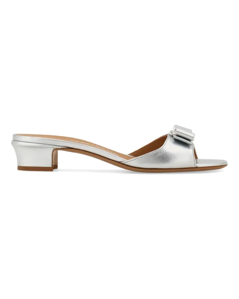 Ferragamo Vara bow slides - Silber Silber