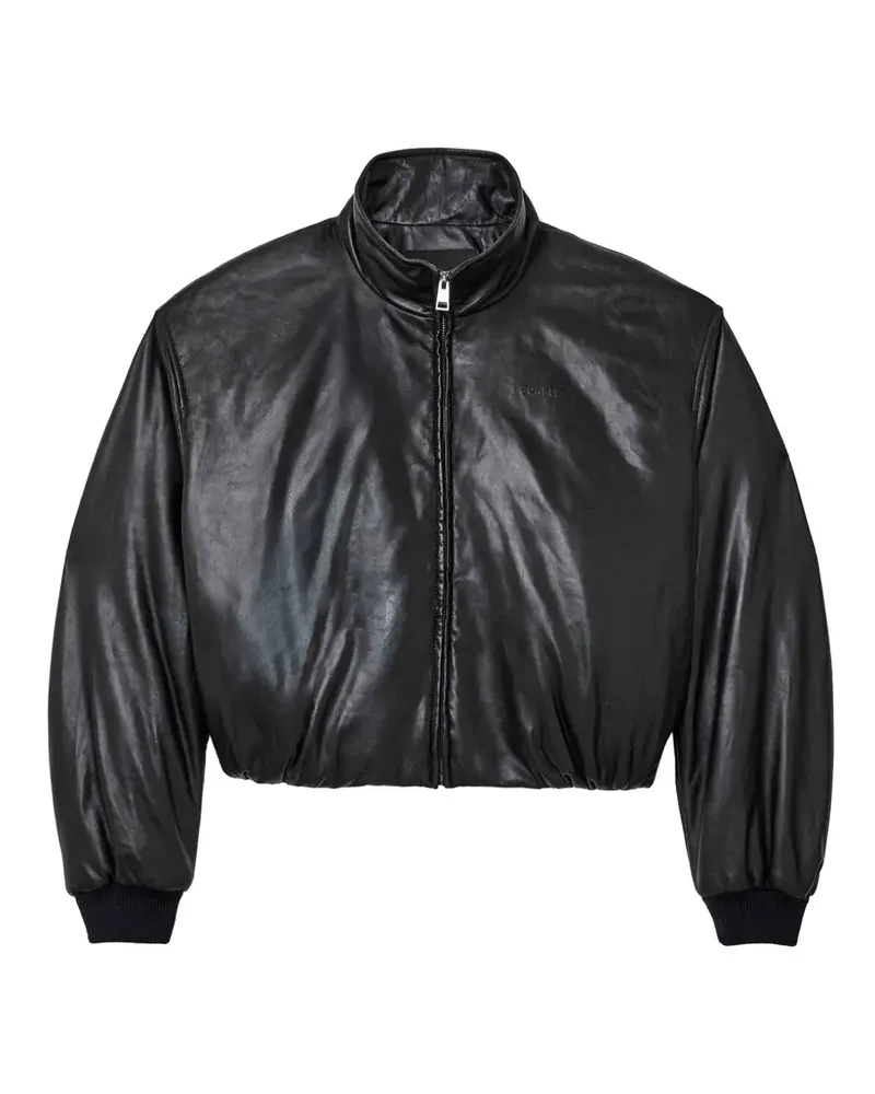 PURPLE BRAND zip-up leather jacket - Schwarz Schwarz