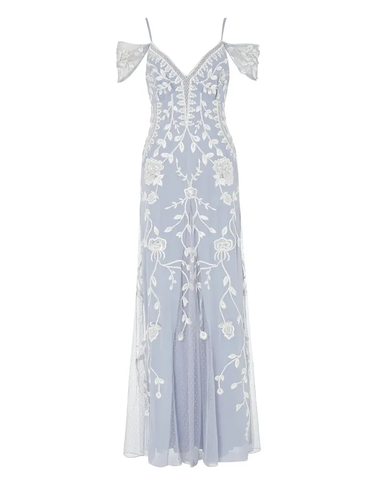 Temperley London Schulterfreie Lilly Robe mit Stickerei - Blau Blau