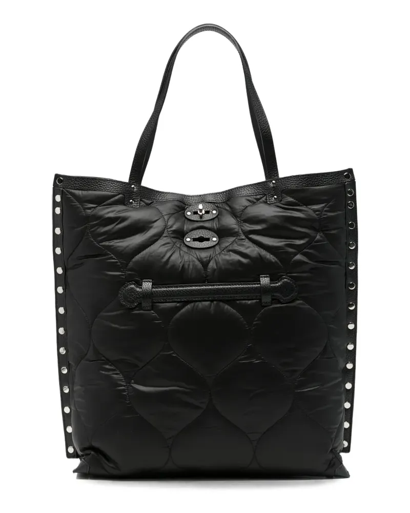 Zanellato Mittelgroßer A'Spasso Lunaria Tote Bag mit Nieten - Schwarz Schwarz