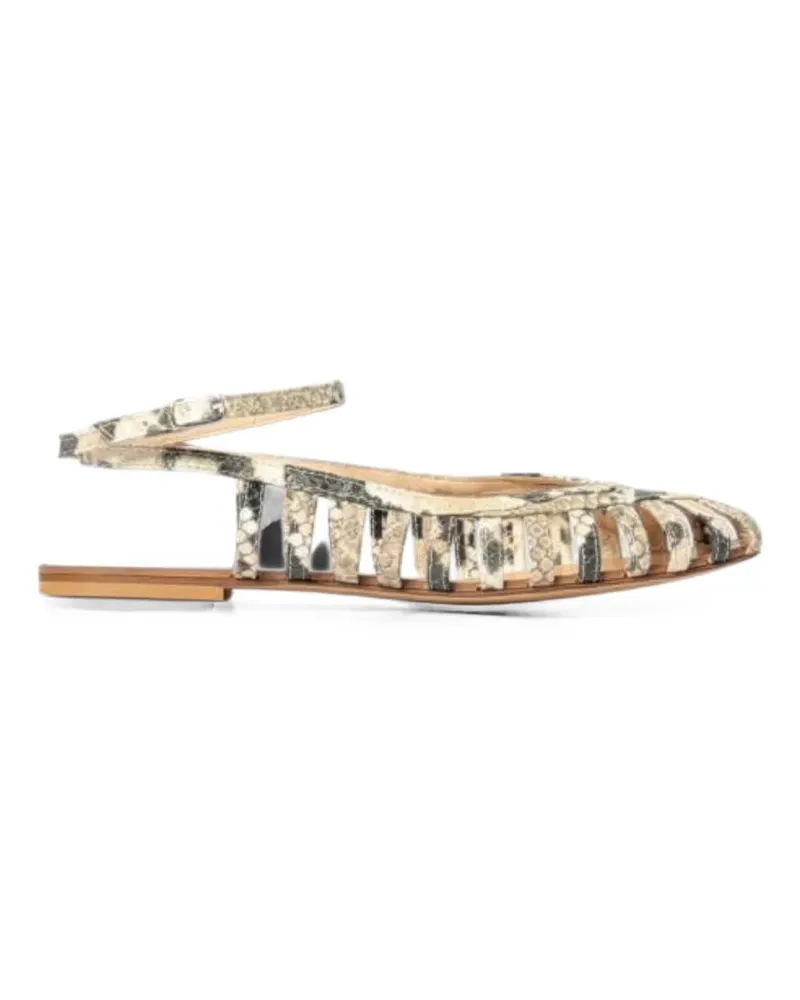 Anna F. snake-effect caged sandals - Nude Nude